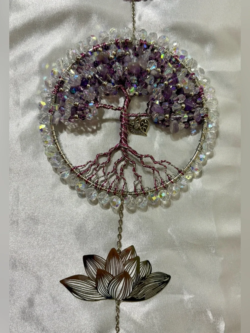 Purple Lotus Crystal Tree of Life Sun Catcher